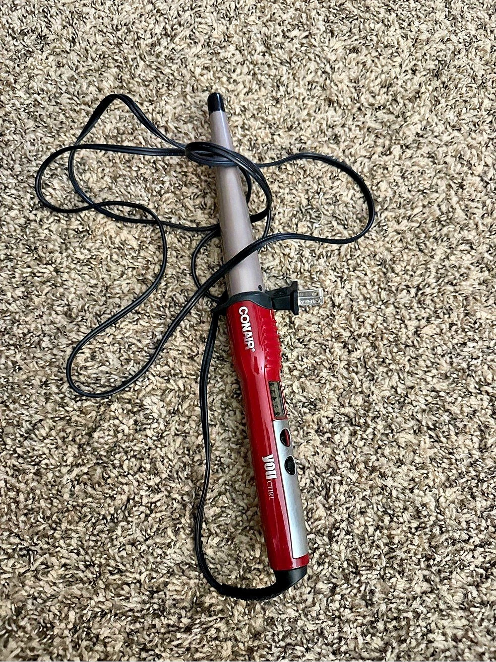 Conair You Curl Styling Wand Hair Tool Red & Gray